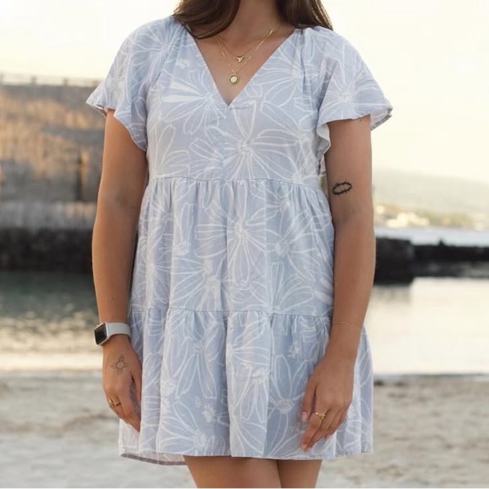 Universal Thread 🧵 Linen Blue Floral Mini Dress